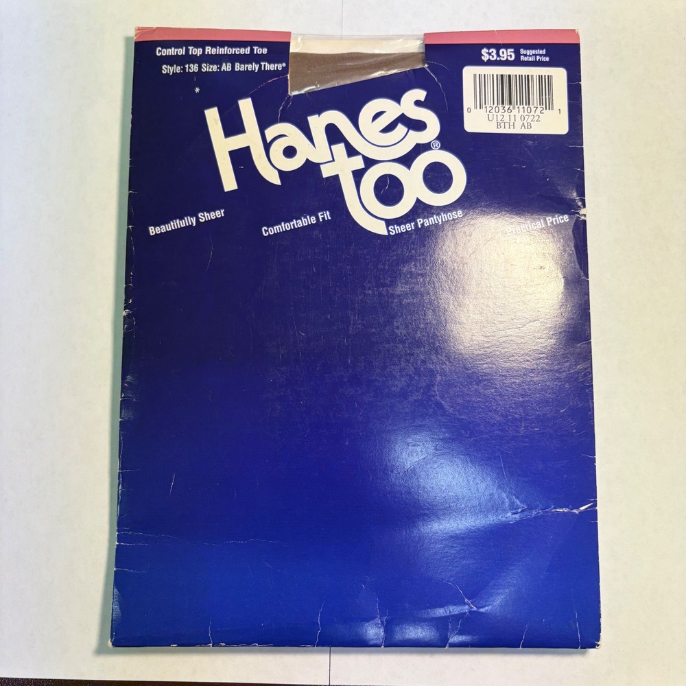 Vintage Hanes Too Sheer Pantyhose ControlTop Barely There Size AB 1994 Style 136